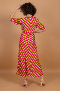 ANNA PUFF SLEEVE DRESS - PINK STRIPES