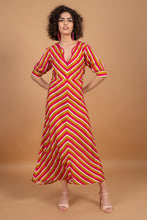 Load image into Gallery viewer, ANNA PUFF SLEEVE DRESS - PINK STRIPES