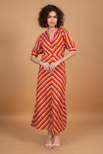 Load image into Gallery viewer, ANNA PUFF SLEEVE DRESS - PINK STRIPES