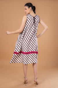 ANNA SLEEVELESS TUNIC DRESS - MOCHA STRIPES