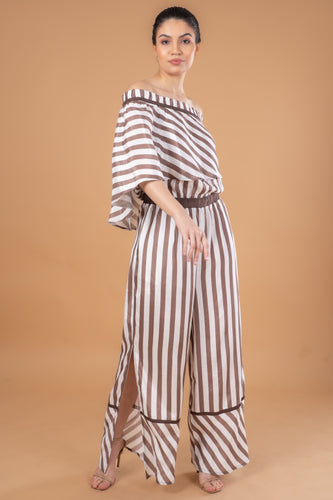 ANNA JUMPSUIT - MOCHA STRIPES