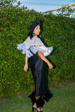 Load image into Gallery viewer, ZAZA BEADED/TASSEL CAPE -WHITE