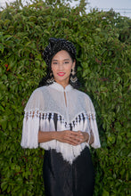 Load image into Gallery viewer, ZAZA BEADED/TASSEL CAPE -WHITE