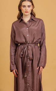 ANNA SHIRT DRESS - MOCHA SOLID