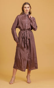 ANNA SHIRT DRESS - MOCHA SOLID