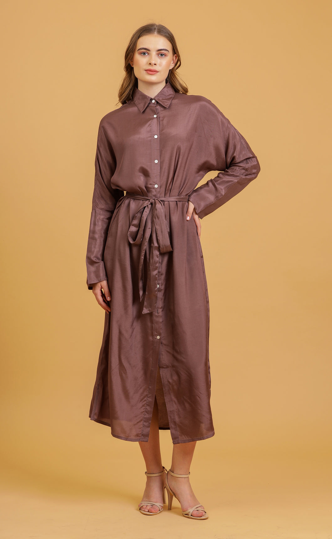 ANNA SHIRT DRESS - MOCHA SOLID