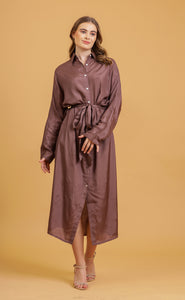 ANNA SHIRT DRESS - MOCHA SOLID