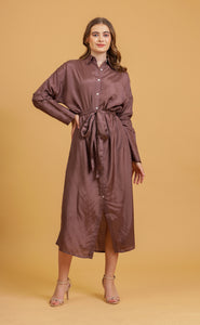 ANNA SHIRT DRESS - MOCHA SOLID