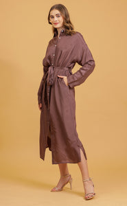 ANNA SHIRT DRESS - MOCHA SOLID