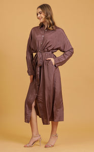 ANNA SHIRT DRESS - MOCHA SOLID