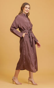 ANNA SHIRT DRESS - MOCHA SOLID