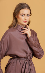 ANNA SHIRT DRESS - MOCHA SOLID