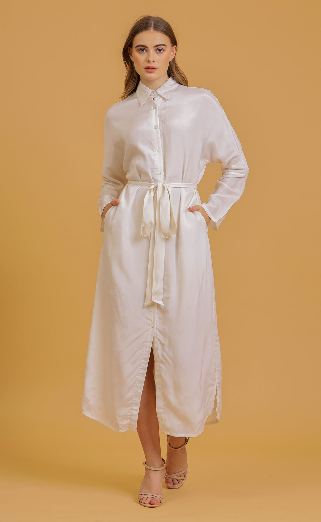 ANNA SHIRT DRESS - OFFWHITE SOLID