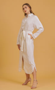 ANNA SHIRT DRESS - OFFWHITE SOLID