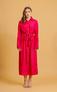 ANNA SHIRT DRESS - PINK SOLID