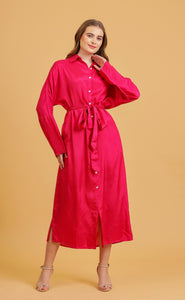 ANNA SHIRT DRESS - PINK SOLID