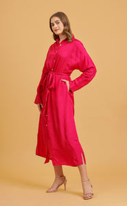 ANNA SHIRT DRESS - PINK SOLID