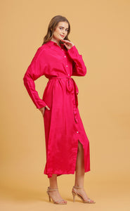 ANNA SHIRT DRESS - PINK SOLID