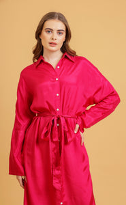 ANNA SHIRT DRESS - PINK SOLID