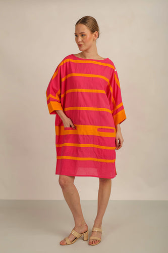 SAMMY TUNIC SHIFT DRESS W SLV - BRIGHTS LINED