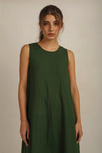 Load image into Gallery viewer, SAMMY FLARE DRESS  w SASH - GREEN LINED