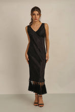 Load image into Gallery viewer, ZAZA TASSEL DRESS BLACK