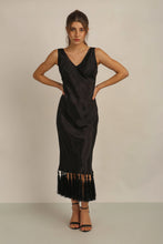 Load image into Gallery viewer, ZAZA TASSEL DRESS BLACK