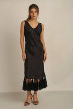 Load image into Gallery viewer, ZAZA TASSEL DRESS BLACK