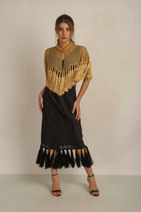 ZAZA BEADED/TASSEL CAPE - GOLD