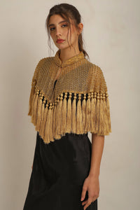 ZAZA BEADED/TASSEL CAPE - GOLD