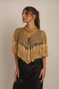 ZAZA BEADED/TASSEL CAPE - GOLD