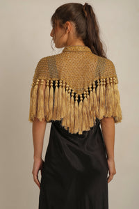ZAZA BEADED/TASSEL CAPE - GOLD