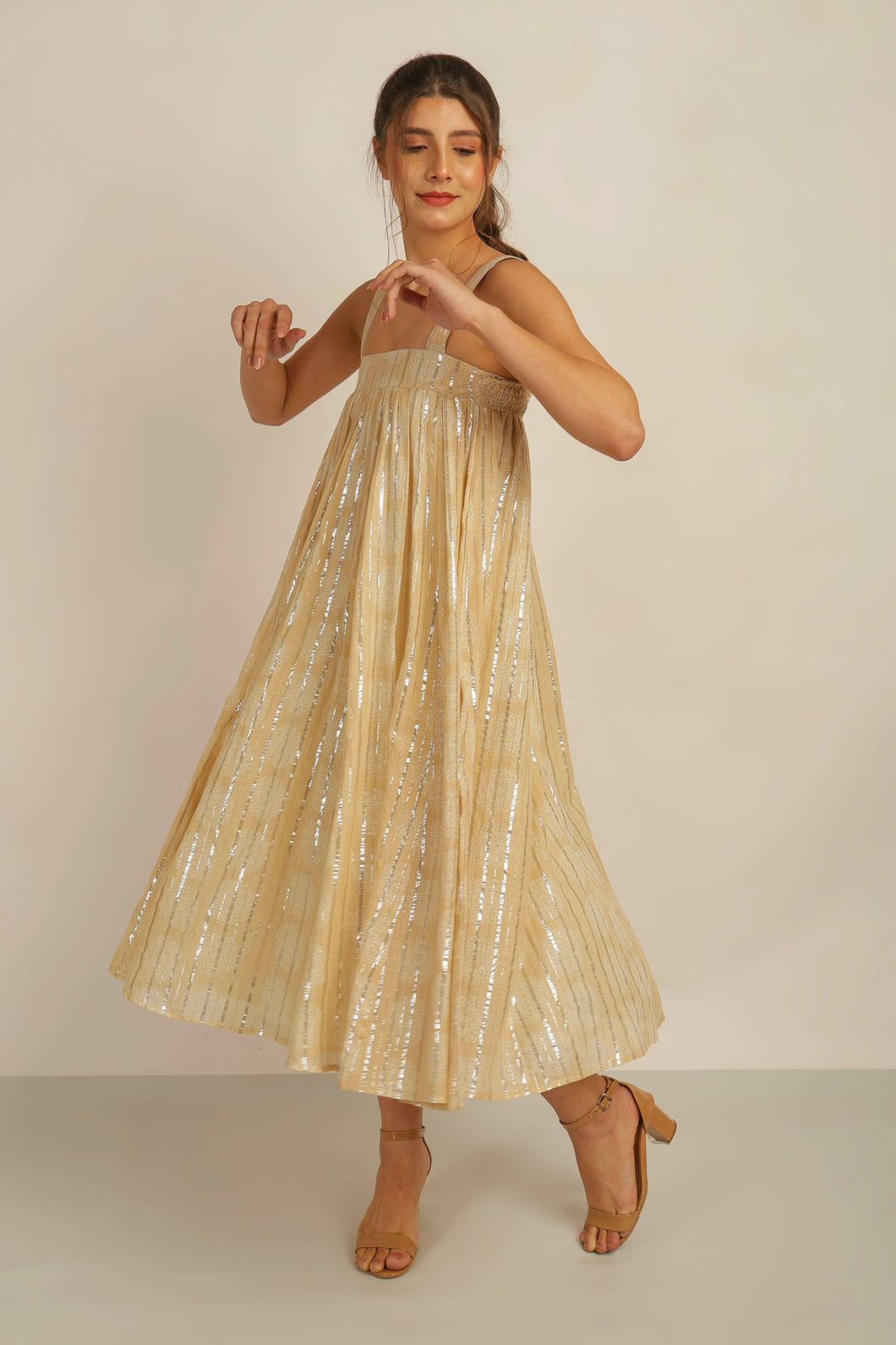 SUN LUREX STRAP DRESS, lined