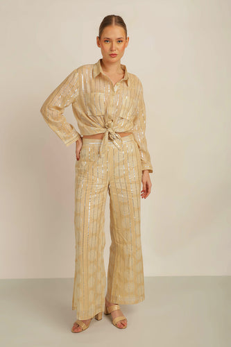 SUN LUREX PANTS, lined