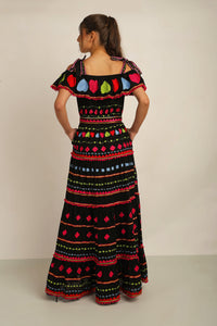 HATI ANGEL OFF SHOULDER DRESS -  BLK/MLT