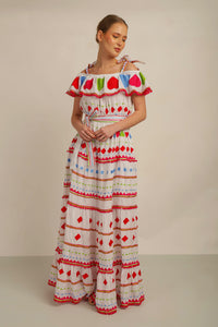 HATI ANGEL OFF SHOULDER DRESS - WHT/MLT