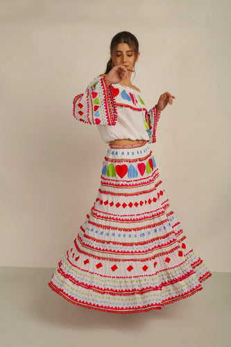 HATI SKIRT -  WHT/MLT