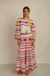 HATI SKIRT -  WHT/MLT