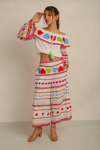 HATI CROP PANTS- WHT/MLT