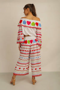 HATI CROP PANTS- WHT/MLT
