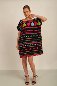 HATI TUNIC SHIFT DRESS -  BLK MLT