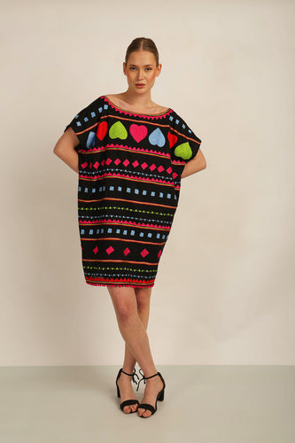 HATI TUNIC SHIFT DRESS -  BLK MLT