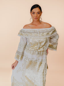 KALI EMBELLISHED OFFSHOULDER TOP IVORY