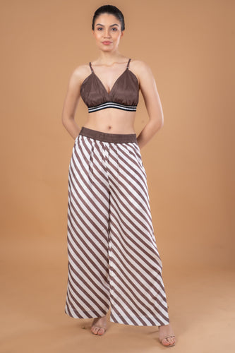 ANNA PALAZZO PANTS - MOCHA STRIPES