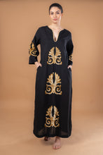 Load image into Gallery viewer, VICKY SIMONE MAXI DRESS BLACK  GOLD SEQUINS