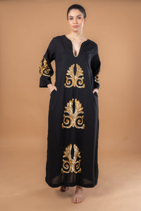 VICKY SIMONE MAXI DRESS BLACK  GOLD SEQUINS