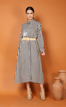 Load image into Gallery viewer, DUBAI STRIPES SHIRT DRESS, BELT, SINGLE SEQUIN PALM