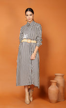 Load image into Gallery viewer, DUBAI STRIPES SHIRT DRESS, BELT, SINGLE SEQUIN PALM