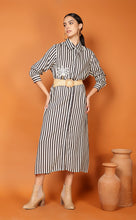 Load image into Gallery viewer, DUBAI STRIPES SHIRT DRESS, BELT, SINGLE SEQUIN PALM