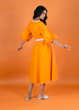 Load image into Gallery viewer, POPPY DRESS WITH LACE SASH  BELT TANGERINE